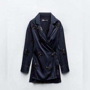 Zara Sequin Satin Kimono Jacket